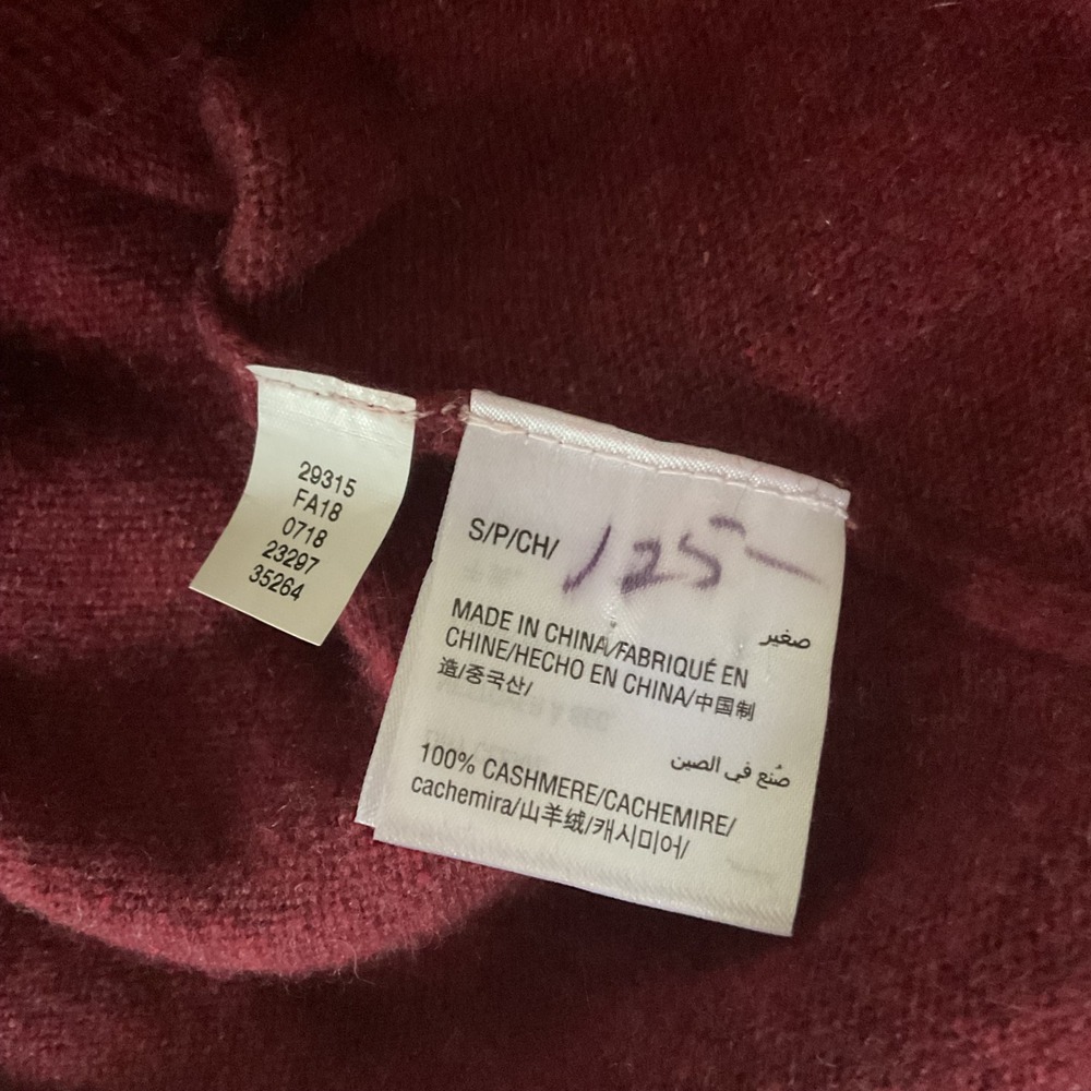 Burgundy 100% Cashmere V-Neck Sweater Womens Small 29315 FA18 Wine - Picture 7 of 13